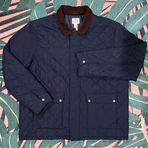 St. John’s Bay Quilted Barn Coat w/ Corduroy Collar Dual Zipper and Snaps